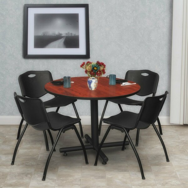 Kobe Round Tables > Breakroom Tables > Kobe Round Table & Chair Sets, 36 W, 36 L, 29 H, Cherry TKB36RNDCH47BK
